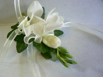 White Freesia Wrist Corsage