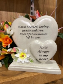 Resin double heart Memorial