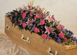 Cerise & Purple coffin spray
