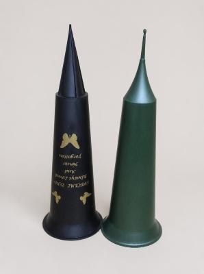 Plastic grave vases.