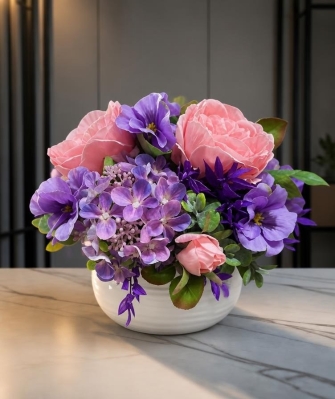 Pink & Purple Silk Arrangement.